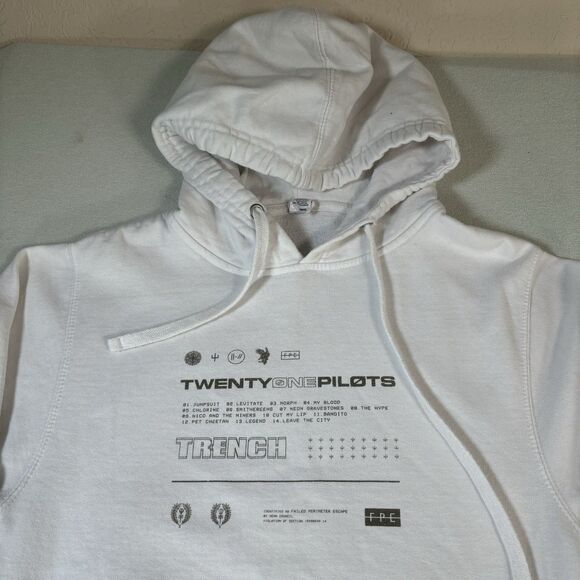 Twenty One Pilots Trench Hoodie Sweatshirt Adult XS White Long Sleeve Pullover - Picture 5 of 8